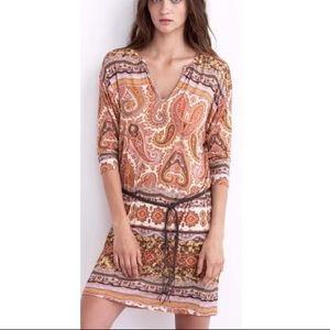 Anthropologie Velvet by Graham & Spencer Paisley Long Sleeve Dress Size Small